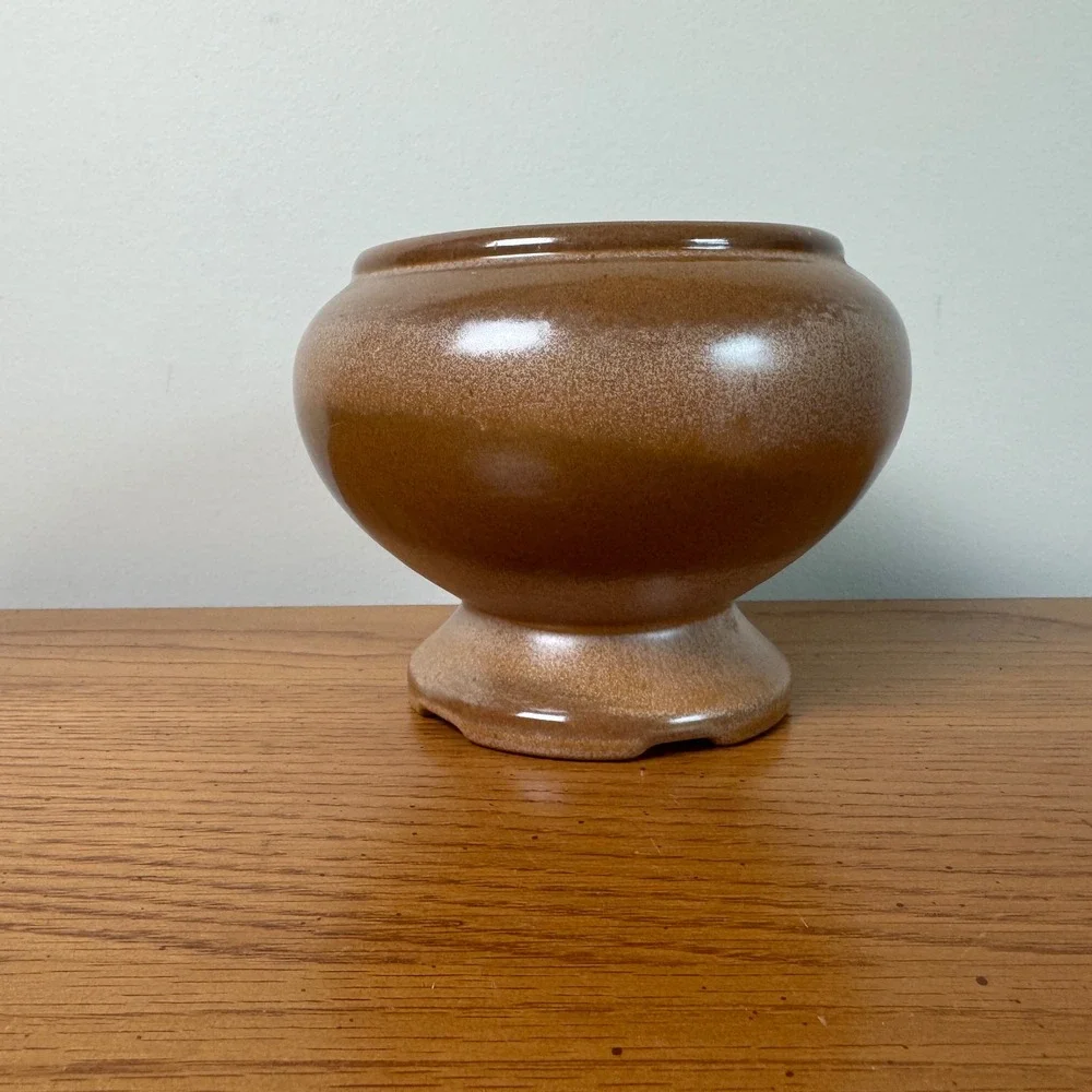 Frankoma Pottery‎ 22A Brown Ceramic Bulbous Vase Planter